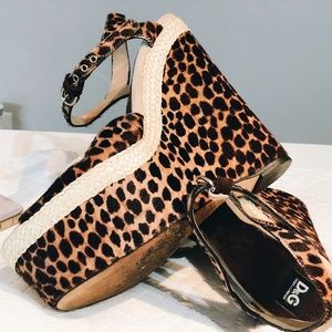 Dolce and Gabbana leopard print wedge sandals